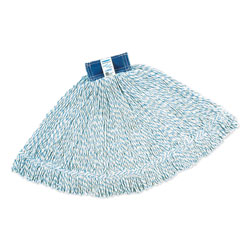 Rubbermaid Super Stitch Finish Mops, Cotton/Synthetic, White, Large, 1-in. Blue Headband