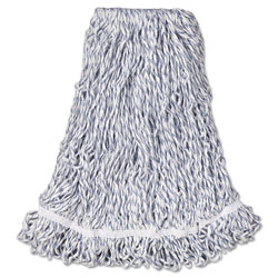 Rubbermaid Web Foot Finish Mop, Cotton/Synthetic, White, Large, 1" White Headband, 6/Carton