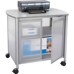 Safco Impromptu Deluxe Machine Stand w/Doors, 34-3/4w x 24-1/4d x 30-3/4h, Silver/Gray