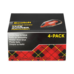 Scotch™ Tape Runner, 0.31" x 49 ft, Dries Clear, 4/Pack