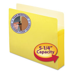 Smead Colored File Pockets, 5.25" Expansion, Letter Size, Yellow
