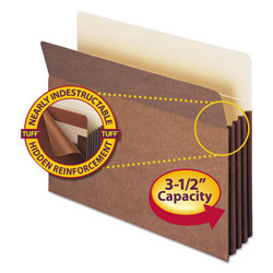 Smead Redrope TUFF Pocket Drop-Front File Pockets w/ Fully Lined Gussets, 3.5" Expansion, Letter Size, Redrope, 10/Box