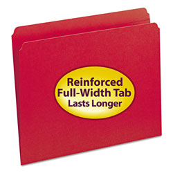 Smead Reinforced Top Tab Colored File Folders, Straight Tab, Letter Size, Red, 100/Box