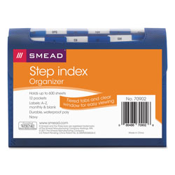 Smead Step Index Organizer, 12 Sections, 1/6-Cut Tab, Letter Size, Navy