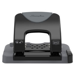 Swingline 20-Sheet SmartTouch Two-Hole Punch, 9/32" Holes, Black/Gray