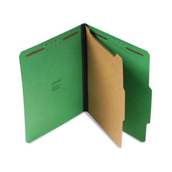 Universal Bright Colored Pressboard Classification Folders, 2" Expansion, 1 Divider, 4 Fasteners, Letter Size, Emerald Green, 10/Box