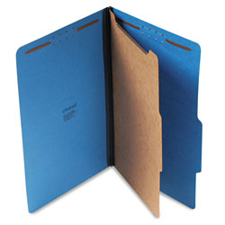 Universal Bright Colored Pressboard Classification Folders, 2" Expansion, 1 Divider, 4 Fasteners, Legal Size, Cobalt Blue, 10/Box