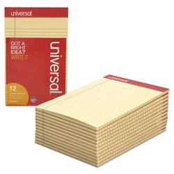 Universal Colored Perforated Ruled Writing Pads, Narrow Rule, 50 Ivory 5 x 8 Sheets, Dozen