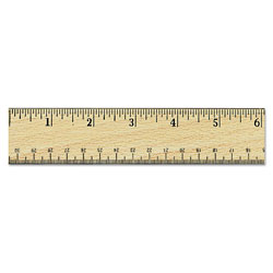 Universal Flat Wood Ruler w/Double Metal Edge, Standard, 12" Long, Clear Lacquer Finish