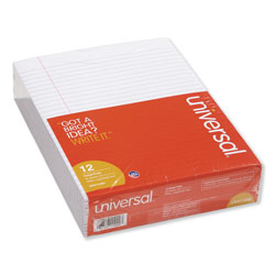 Universal Glue Top Pads, Wide/Legal Rule, 50 White 8.5 x 11 Sheets, Dozen