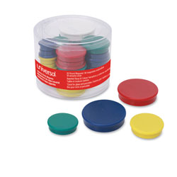 Universal High-Intensity Assorted Magnets, Circles, Assorted Colors, 0.75", 1.25" and 1.5" Diameters, 30/Pack