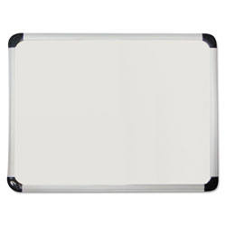 Universal Deluxe Porcelain Magnetic Dry Erase Board, 48 x 36, White Surface, Silver/Black Aluminum Frame