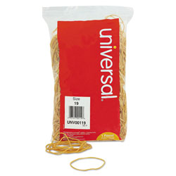 Universal Rubber Bands, Size 19, 0.04" Gauge, Beige, 1 lb Bag, 1,240/Pack