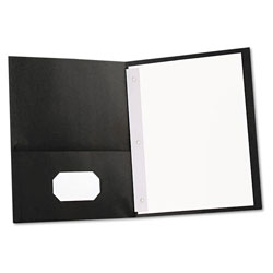 Universal Two-Pocket Portfolios with Tang Fasteners, 0.5" Capacity, 11 x 8.5, Black, 25/Box