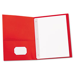 Universal Two-Pocket Portfolios with Tang Fasteners, 0.5" Capacity, 11 x 8.5, Red, 25/Box