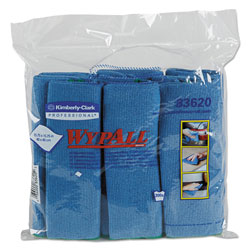 WypAll® Microfiber Cloths, Reusable, 15 3/4 x 15 3/4, Blue, 24/Carton