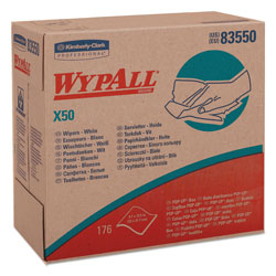 WypAll® X50 Cloths, POP-UP Box, 9 1/10 x 12 1/2, White, 176/Box, 10 Boxes/Carton