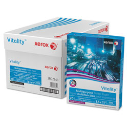 Xerox Vitality Multipurpose Print Paper, 92 Bright, 3-Hole, 20lb, 8.5 x 11, 500 Sheets/Ream, 10 Reams/Carton