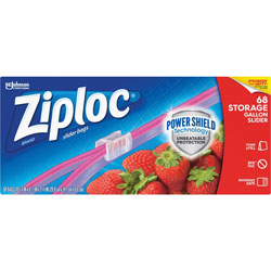 Ziploc® Gallon Storage Slider Bags, Large9.49" x 10.55" Length x 2.60" Depth, Blue, 68/Each, Food, Supplies