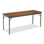 Barricks Special Size Folding Table, Rectangular, 72w x 24d x 30h, Walnut/Black