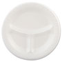 Dart Laminated Foam Plates, 9" dia, White, Round, 3 Compartments, 125/Pk, 4 Pks/Ct