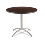 Iceberg CaféWorks Table, 36 dia x 30h, Walnut/Silver