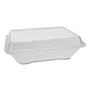 Pactiv Foam Hinged Lid Containers, Single Tab Lock #205 Utility, 9.19 x 6.5 x 2.75, 1-Compartment, White, 150/Carton
