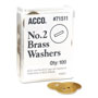 Acco Washers for Two-Prong Fasteners, #2, 1.25" Diameter, Brass, 100/Box