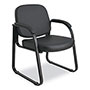 Alera Genaro Series Faux Leather Half-Back Sled Base Guest Chair, 25" x 24.80" x 33.66", Black Seat, Black Back, Black Base