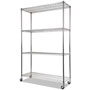 Alera NSF Certified 4-Shelf Wire Shelving Kit with Casters, 48w x 18d x 72h, Silver