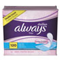 Always® Daily Panty Liners, Thin Regular, Unscented, 120 Per Box