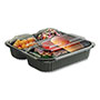 Anchor Packaging Culinary Squares 2-Piece/3-Compartment Microwavable Container, 21 oz/6 oz/6 oz, 8.46 x 8.46 x 2.5, Clear/Black, 150/Carton