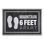 Apache Mills® Message Floor Mats, 24 x 36, Charcoal, "Maintain 6 Feet Apart"