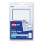 Avery Flexible Adhesive Name Badge Labels, 3.38 x 2.33, White/Blue Border, 40/Pack