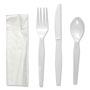 Boardwalk Four-Piece Cutlery Kit, Fork/Knife/Napkin/Teaspoon, Heavyweight, White, 250/Carton