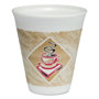 Dart Cafe G Foam Hot/Cold Cups, 12 oz, Brown/Red/White, 20/Pack