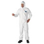 Dupont Tyvek Elastic-Cuff Hooded Coveralls, HD Polyethylene, White, X-Large, 25/Carton