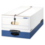 Fellowes LIBERTY Heavy-Duty Strength Storage Boxes, Legal Files, 15.25" x 24.13" x 10.75", White/Blue, 12/Carton