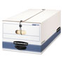Fellowes STOR/FILE Medium-Duty Strength Storage Boxes, Legal Files, 15.25" x 24.13" x 10.75", White/Blue, 12/Carton
