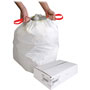 Genuine Joe White Drawstring Trash Bags, 13 Gallon, 0.9 Mil, 24" X 25.125", Box of 60