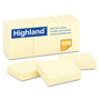 Highland Self-Stick Notes, 1.38" x 1.88", Yellow, 100 Sheets/Pad, 12 Pads/Pack