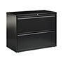 Hirsh 10000-Series 2 Drawer Metal Lateral File Cabinet, 36"x18.6"x28", Black