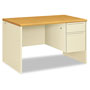 Hon 38000 Series Right Pedestal Desk, 48w x 30d x 29.5h, Harvest/Putty
