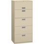 Hon 600 Series Five-Drawer Lateral File, 30w x 18d x 64.25h, Putty