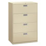 Hon 600 Series Four-Drawer Lateral File, 36w x 18d x 52.5h, Putty
