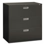 Hon 600 Series Three-Drawer Lateral File, 42w x 18d x 39.13h, Charcoal