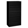 Hon 700 Series Five-Drawer Lateral File with Roll-Out Shelf, 36w x 18d x 64.25h, Black