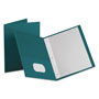 Oxford Twin-Pocket Folders with 3 Fasteners, Letter, 1/2" Capacity, Teal, 25/Box