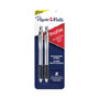 Papermate® Profile Ballpoint Pen, Retractable, Medium, 1 mm, Black Ink, Black/Silver Barrel, 2/Pack