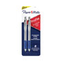 Papermate® Profile Ballpoint Pen, Retractable, Medium 1 mm, Blue Ink, Blue/Silver Barrel, 2/Pack